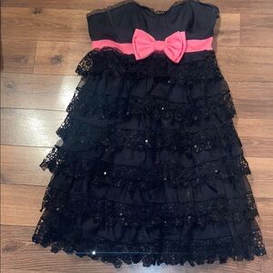 Betsey Johnson Sequin Ruffle Bow lace Dress